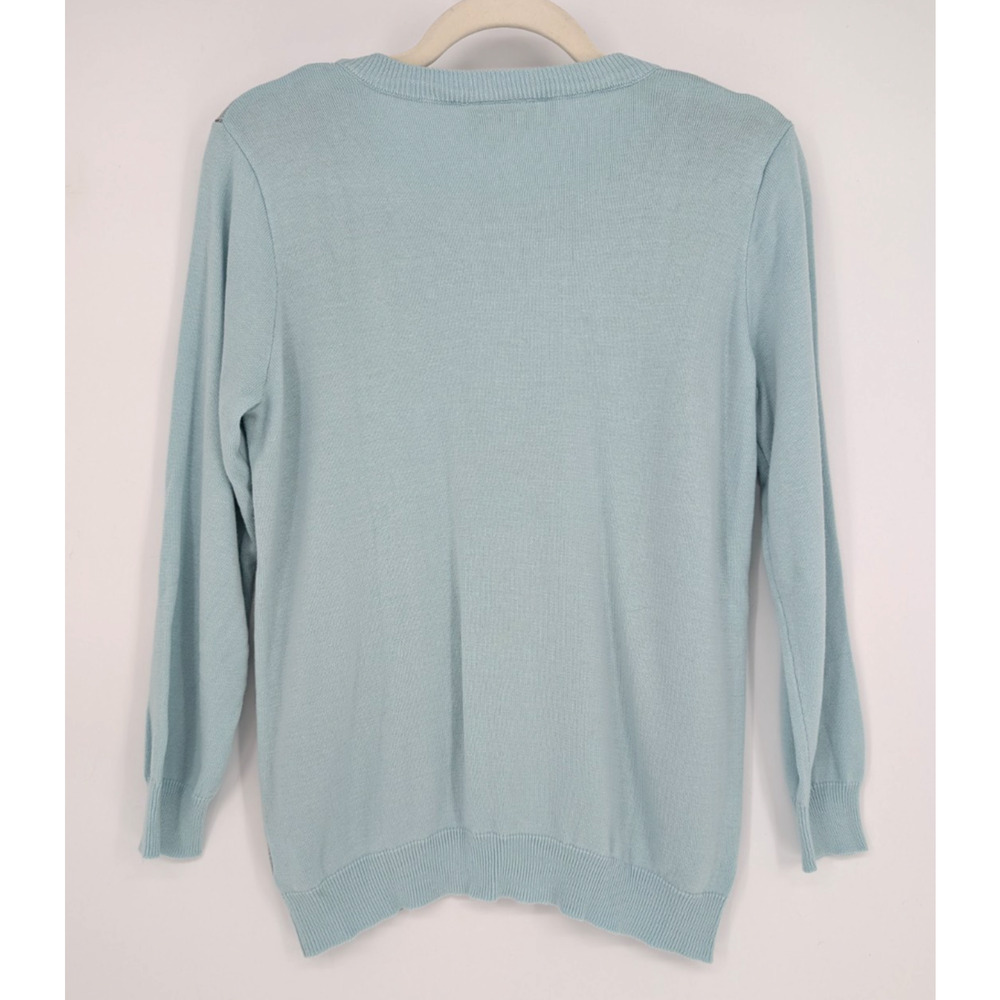 ModCloth Light Blue Intarsia Knit Hound Dog Crew Neck Sweater Basset Dog Lover - Picture 4 of 10